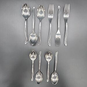 10pcs-International Stainless Flatware 3 Soup 4 Tea Spoons 3 Forks